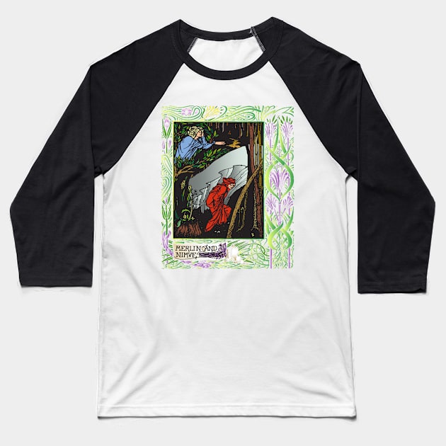 Merlin and Nimue by Beardsley Baseball T-Shirt by KeeganCreations